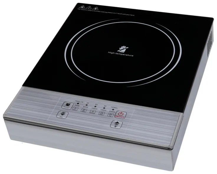 Единичен инфрачервен котлон Elite EFP-1256B, 2200W, Сензорно управление, LED дисплей, Таймер, Черен/инокс