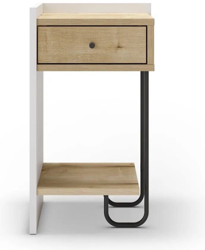 Нощно шкафче с рафтове от бял/естествен дъб Mercure - Marckeric