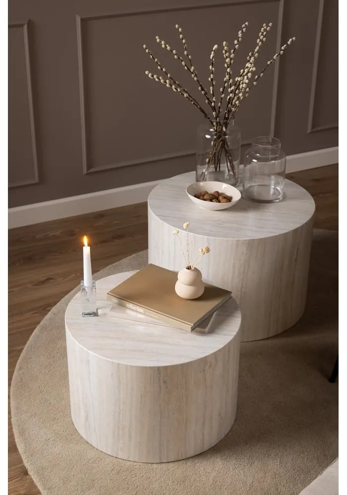 Бежови кръгли масички за кафе в комплект от 2 бр. от камък ø 58 cm Dice – Actona