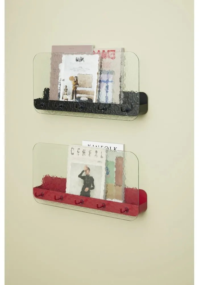 Червена метална стенна закачалка с рафт Shack - Hübsch