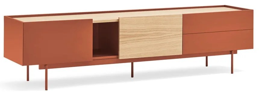 Масичка за телевизор в цвят тухла и естествен дъб 180x45 cm Otto - Teulat