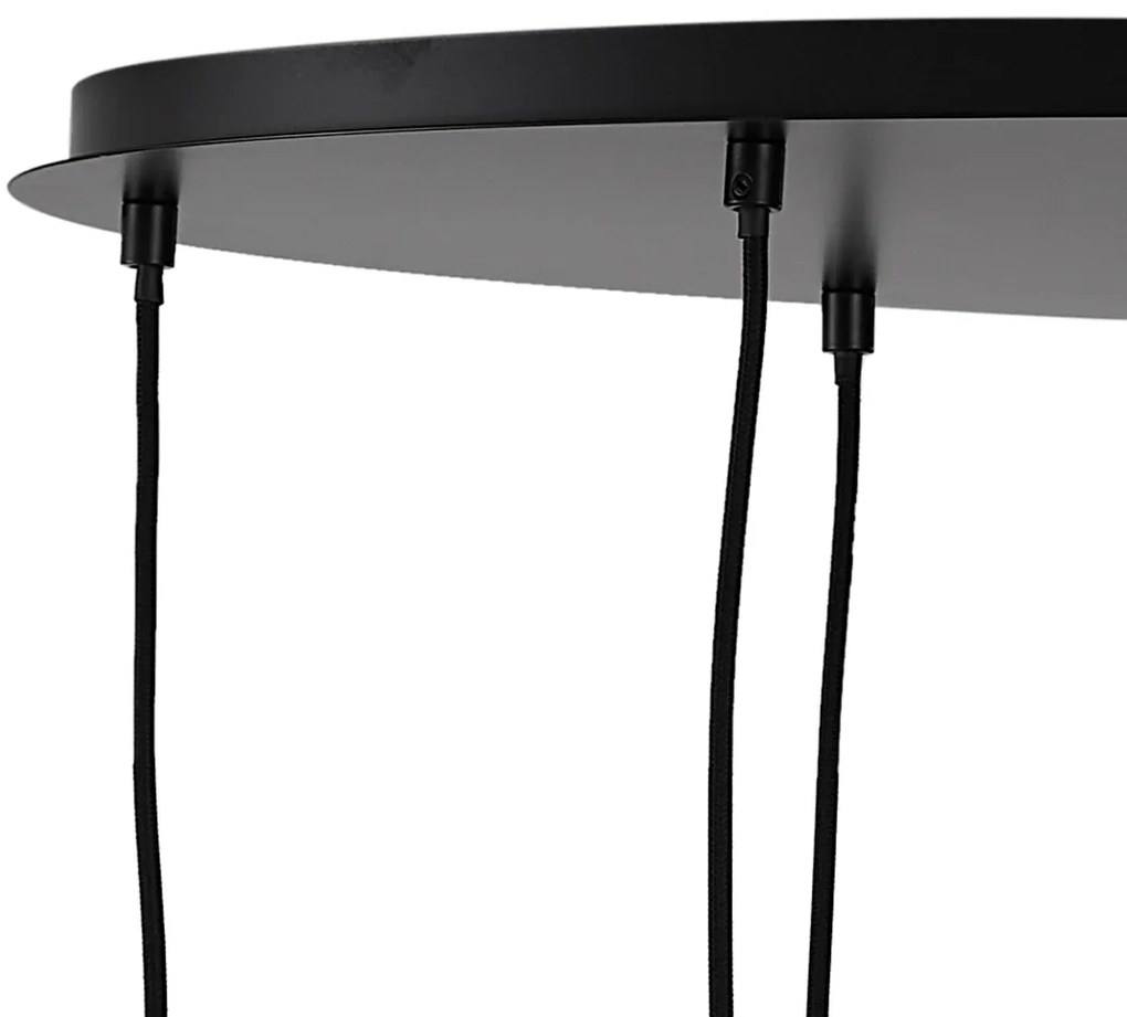 Модерен висящ лампион черен с димно стъкло 9 светлини - Jia