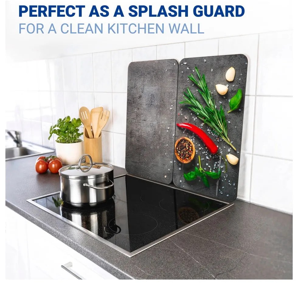 Капаци за печка в комплект от 2 броя от закалено стъкло 52x30 cm Rosemary - Maximex