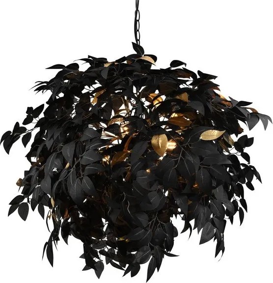Черно метално висящо осветително тяло с пластмасов абажур ø 70 cm Leavy – Reality
