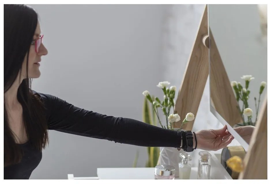 Бяла тоалетка с чекмедже и огледало Leno - Ragaba