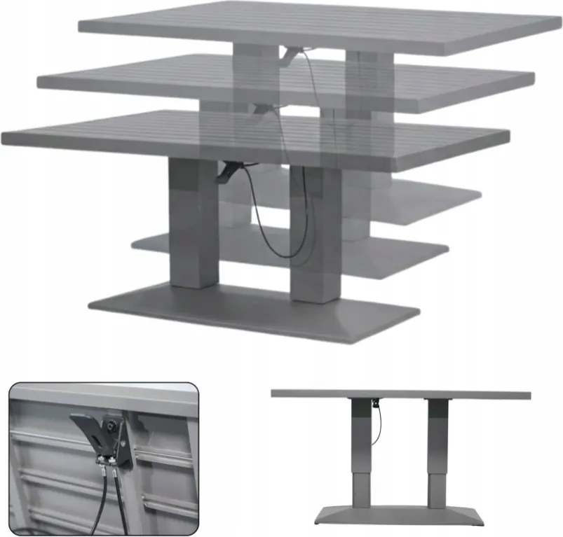 Голям ъглов комплект с фотьойли и регулируема маса XL-NM-2006 - сив + сиви възглавници