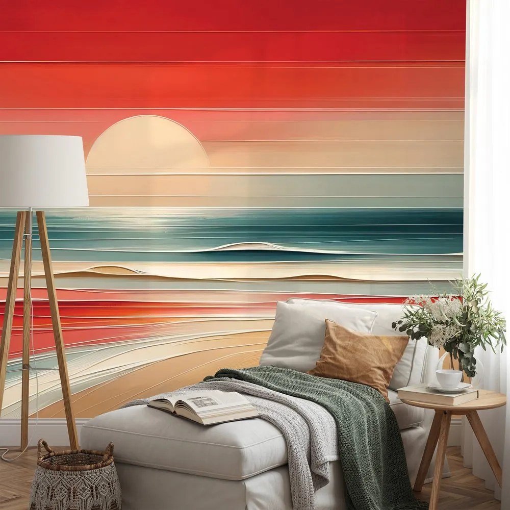 Самозалепващ тапет – Абстрактен залез над океана