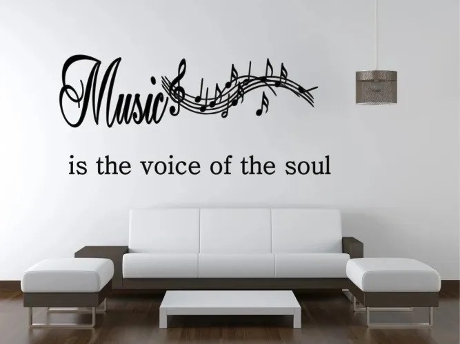 Стикер за стена с надпис MUSIC IS THE VOICE OF THE SOUL 80 x 160 cm