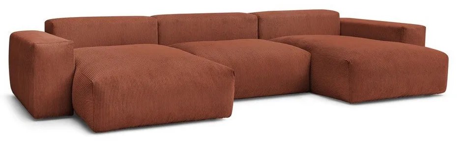 Ъглов диван от рипсено кадифе в тухлен цвят Voltaire – Bobochic Paris
