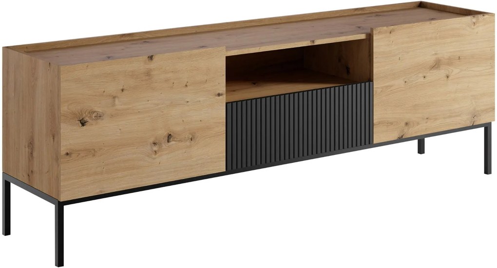 ТВ шкаф Como 2D1SZ-Естествено дърво-Черен