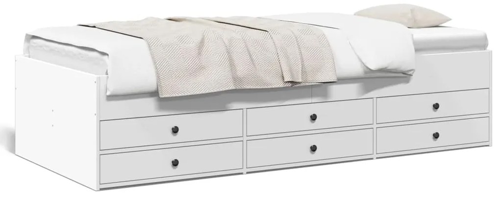 3280874 vidaXL Дневно легло с чекмеджета, без матрак, бяло 90x200 см