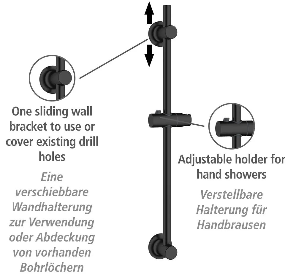 Черна самоподдържаща се душ-плоча от неръждаема стомана 70 cm - Wenko