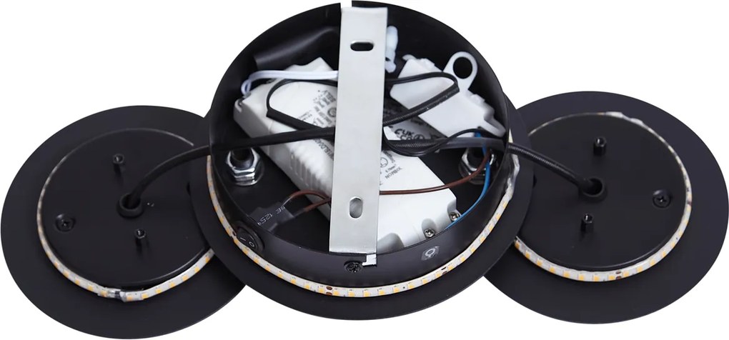 Модерна стенна лампа черна със злато, включваща LED 3-степенно димируема 3-лампи - Sunrise 3