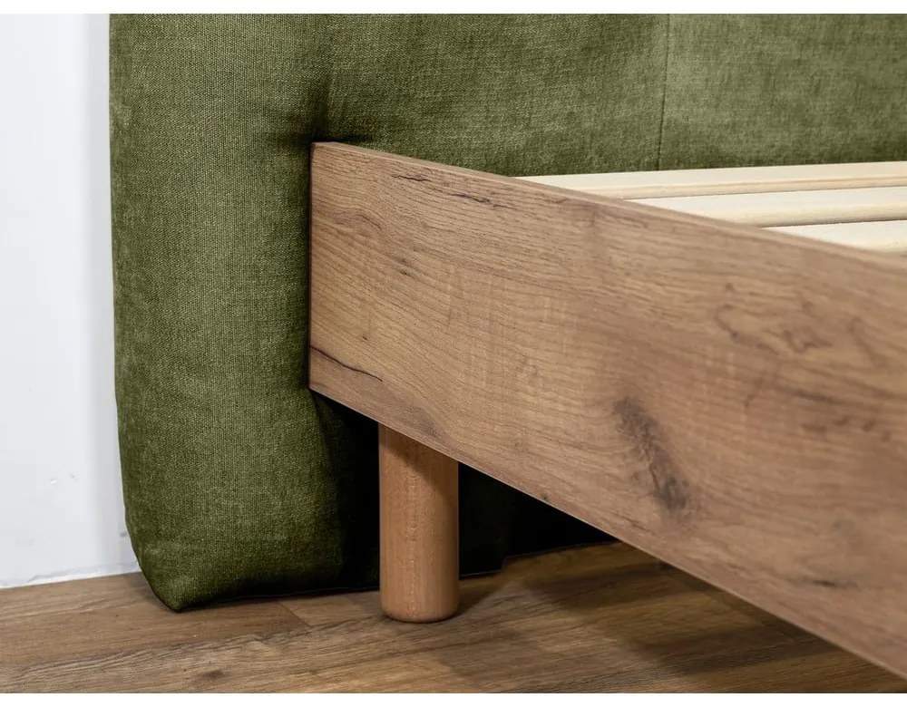 Зелено двойно тапицирано легло с включена подматрачна рамка 160x200 cm Kumo – Bobochic Paris