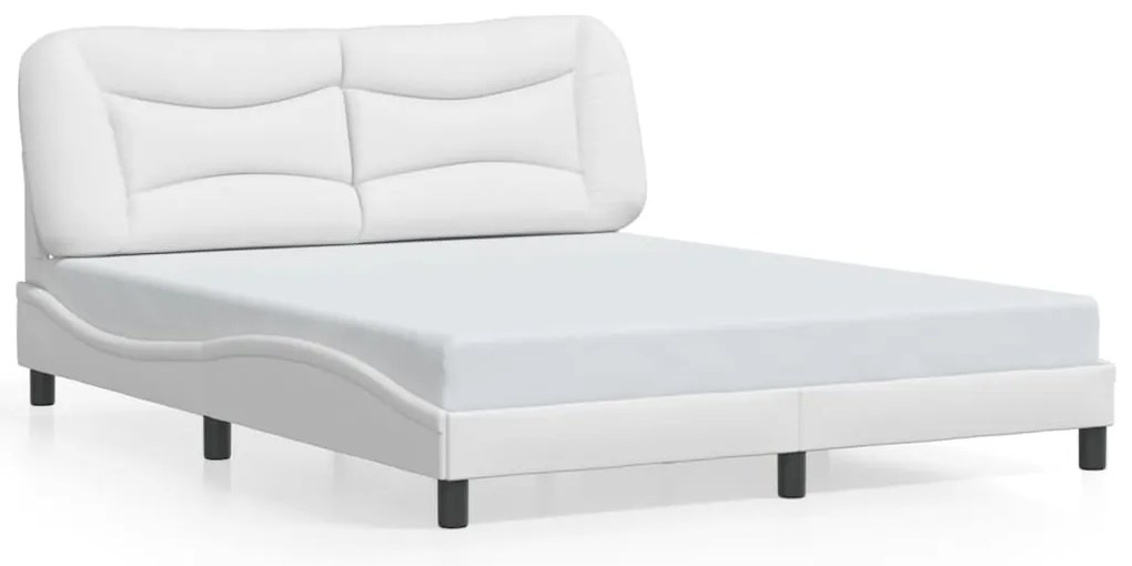 3208010 vidaXL Рамка за легло без матрак Hvar, бяла, 160x200 см, изкуствена кожа