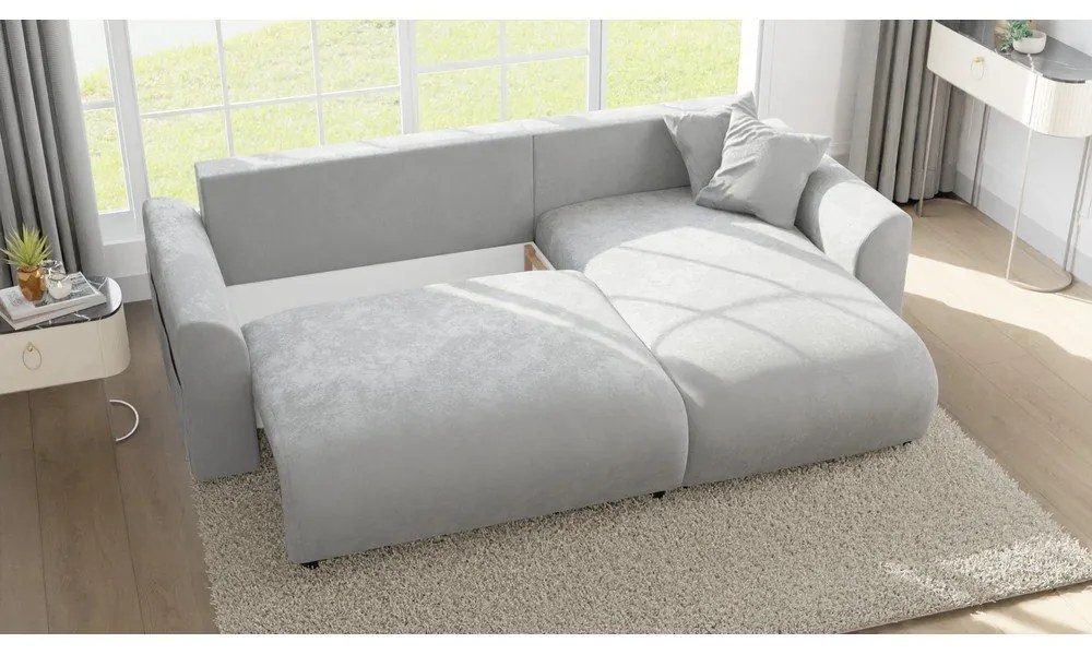 Светлосив кадифен ъглов диван (променлив) Lorine – Ropez