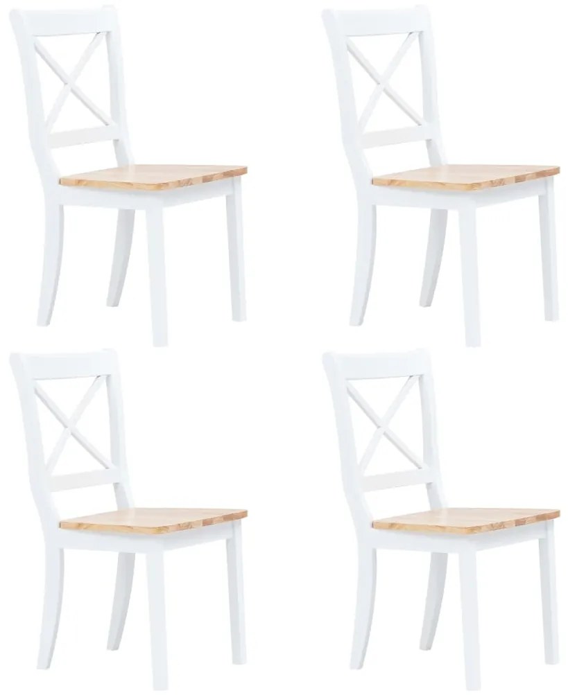 276870 vidaXL Трапезен комплект 5 части каучуково дърво масив бяло и кафяво