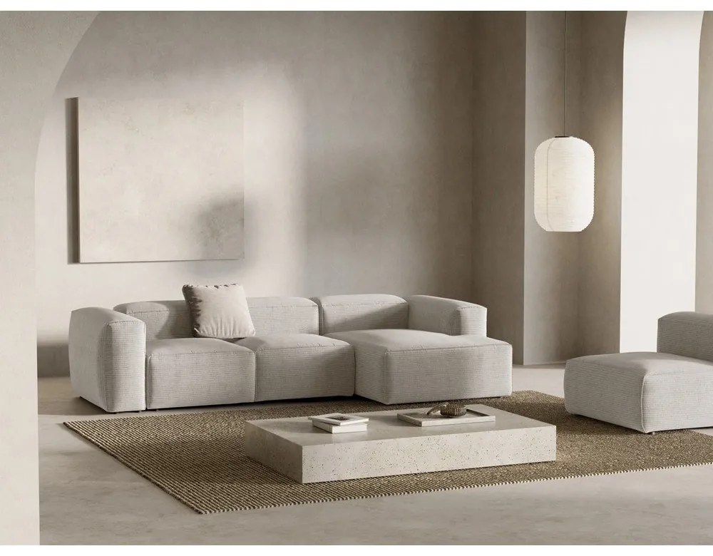 Бежов ъглов диван от рипсено кадифе (десен ъгъл) Bergamo – Cosmopolitan Design