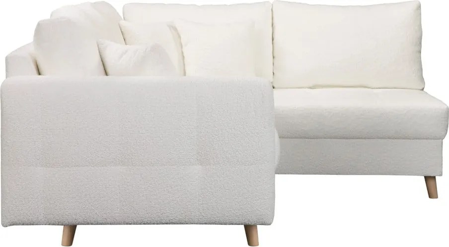 Бял ъглов диван от плат букле (десен ъгъл) Ariella - Ropez