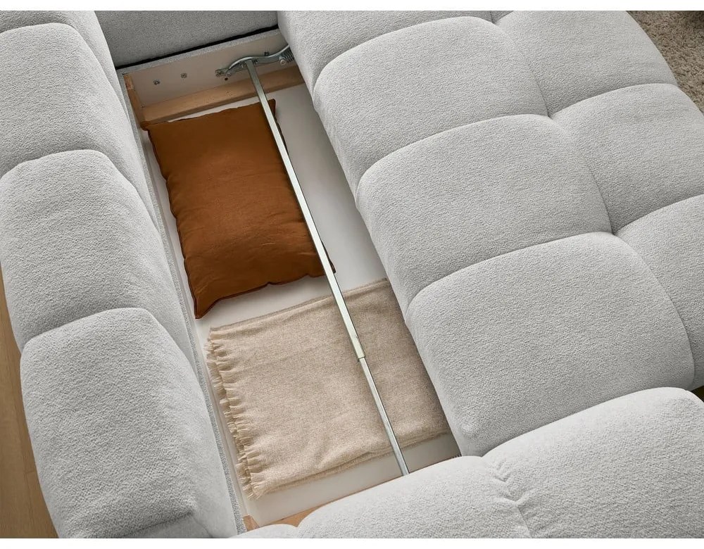 Светлосив шенилов сгъваем/с място за съхранение ъглов диван (десен ъгъл/L форма) Everest – Bobochic Paris