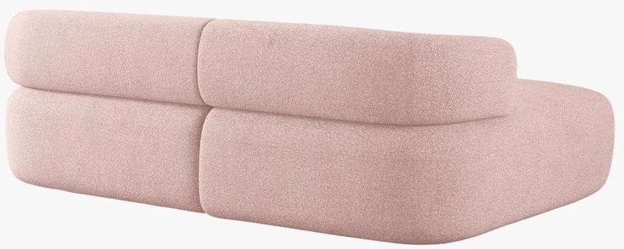 Светлорозов ъглов диван от прежда с примки от букле (ляв ъгъл/с лежанка) Jenny – Micadoni