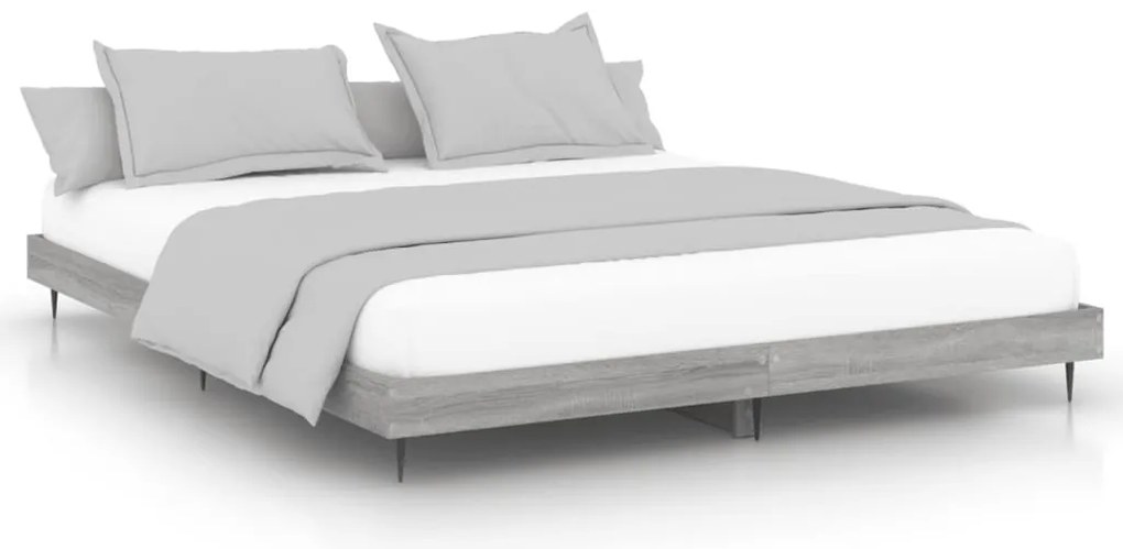 832235 vidaXL Рамка за легло без матрак сив сонома 160x200 см инженерно дърво