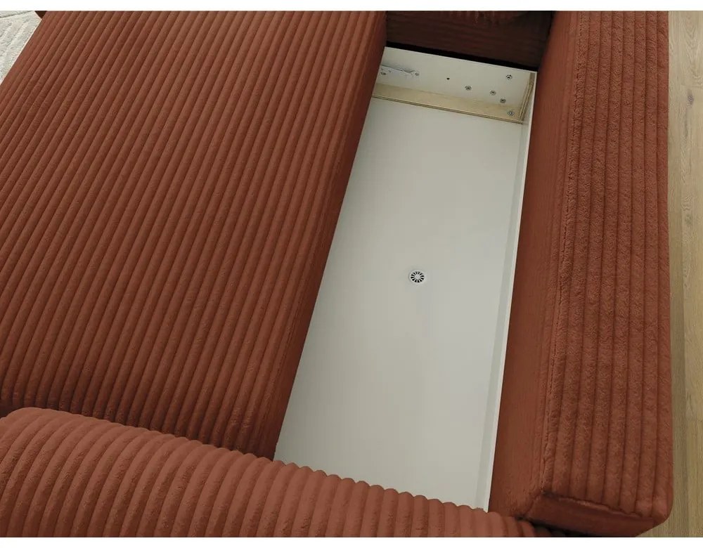 Разтегателен ъглов диван от рипсено кадифе в тухлен цвят (ляв ъгъл) Lucien – Bobochic Paris