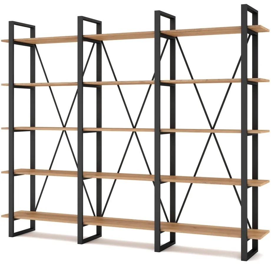 Рафт от черен/естествен дъб 218x180 cm Aviva - Marckeric