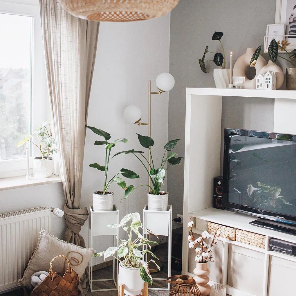 Интелигентна подова лампа златиста с матово стъкло с 2 Wifi P45 - Pallon