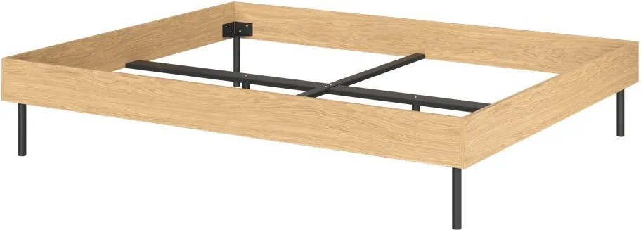 Двойно легло 180x200 cm ПДЧ от декор от дъб без табла с включена подматрачна рамка в естествен цвят Streiko – noo.ma