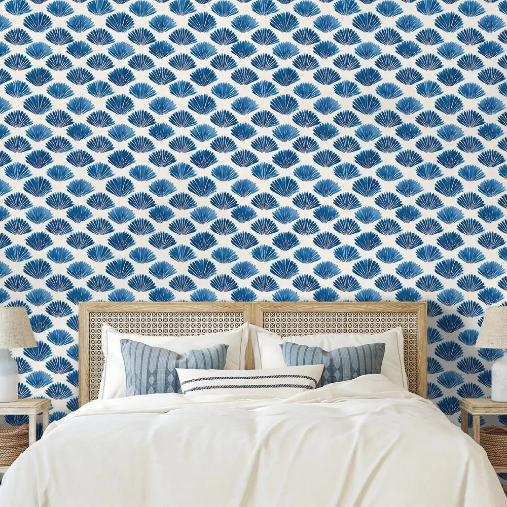 Самозалепващ тапет – Сини миди на бял фон