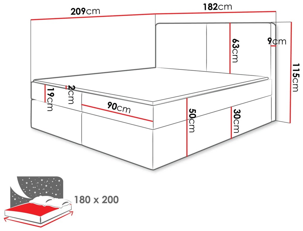 Тапицирано легло Claire с матрак и топ-Mpez-180 x 200