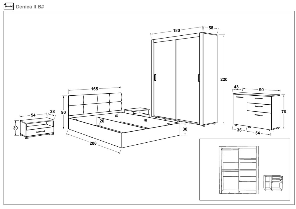 Спален комплект 160/200 Деница + матрак