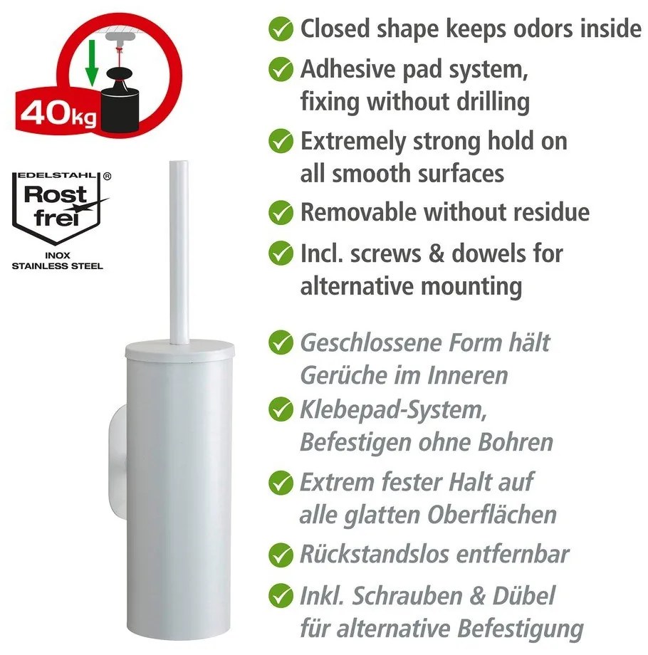 Бяла самозалепваща четка за тоалетна от неръждаема стомана Orea – Wenko