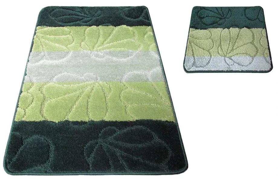 Комплект постелки за баня от две части в зелено 50 cm x 80 cm + 40 cm x 50 cm