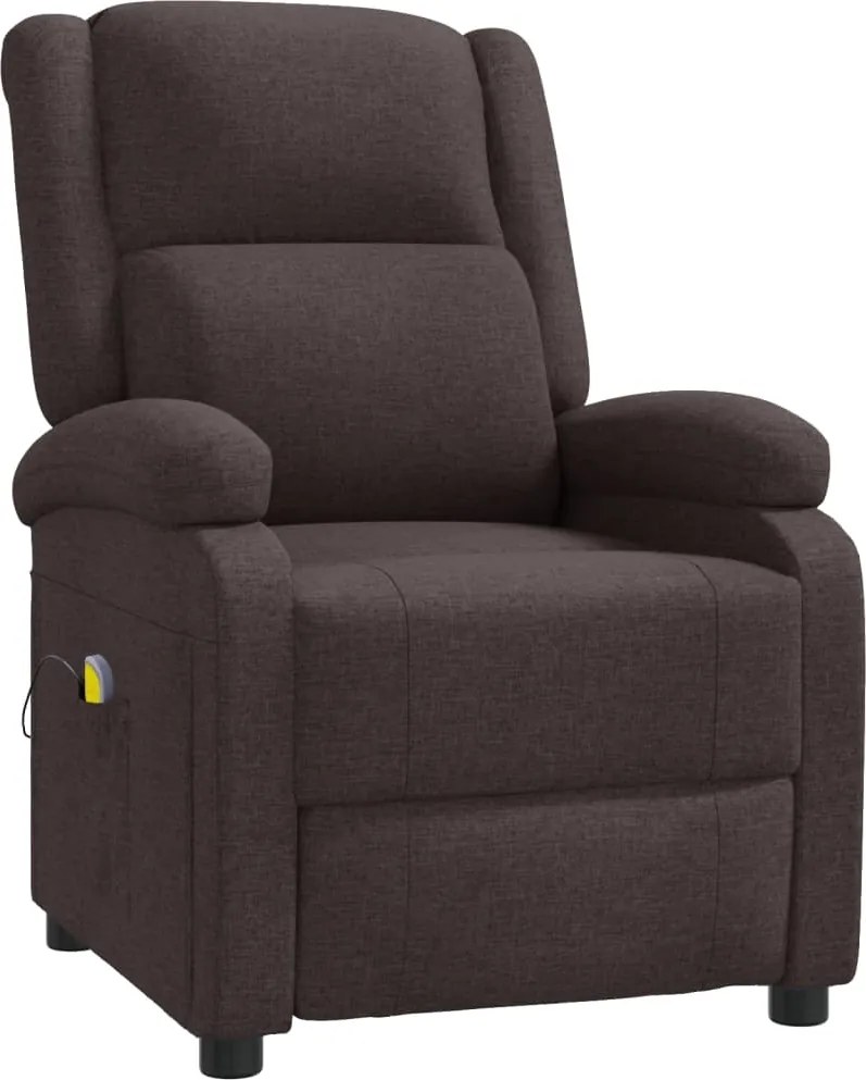 342431 vidaXL Wingback масажен стол, тъмнокафяв, текстил