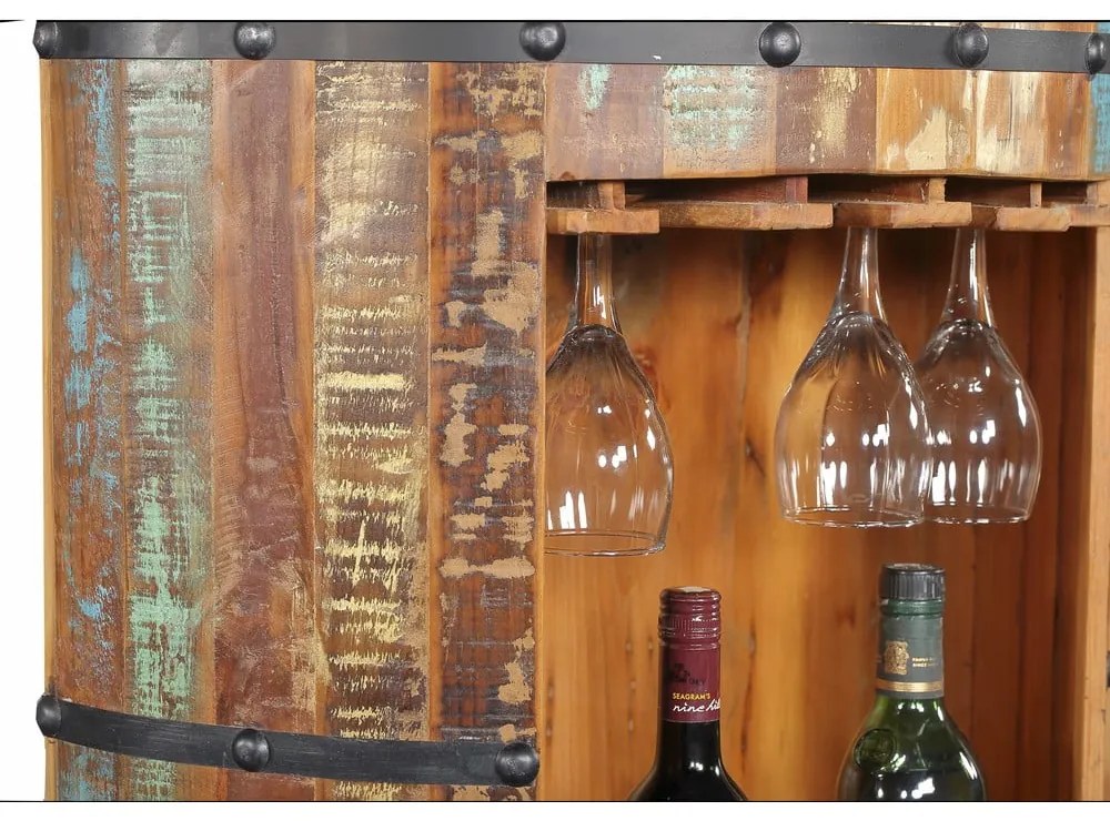 Шкаф за вино от рециклирано дърво за 8 броя бутилки в естествен цвят 60x115 cm Kaveri – Interia Home &amp; Living