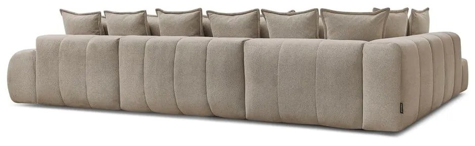 Кафяво-сив шенилов сгъваем/с място за съхранение ъглов диван (ляв ъгъл/U форма) Everest – Bobochic Paris