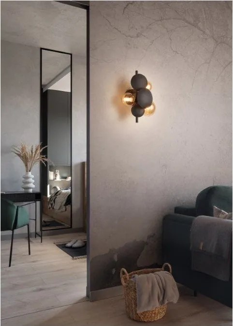 Стенна лампа в сиво-златист цвят Bubble - Trio Select