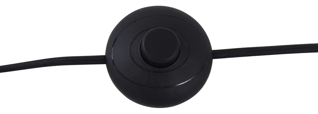 Ретро подова лампа черна с бронзово стъкло - Bizle