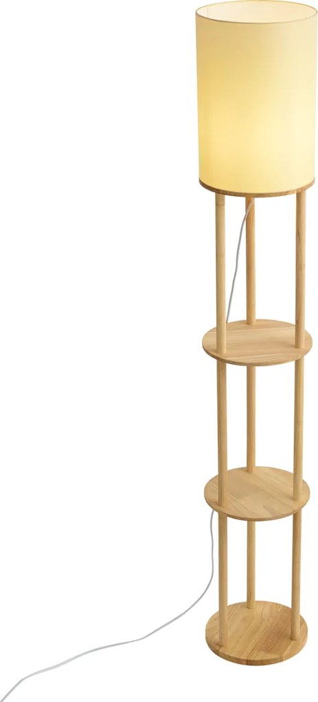 Smart vloerlamp hout met beige kap incl. Wifi A60 - Stojon