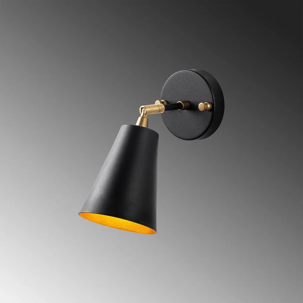 Стенна лампа в черно и златисто ø 10 cm Evander – Opviq lights