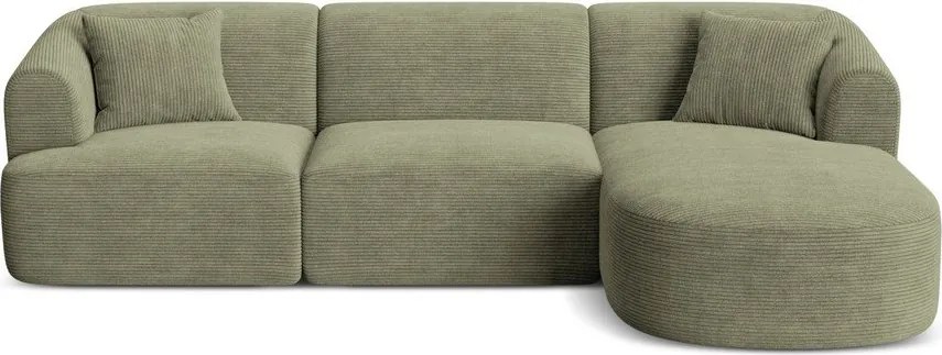 Зелен ъглов диван от рипсено кадифе (десен ъгъл) Campi – Cosmopolitan Design