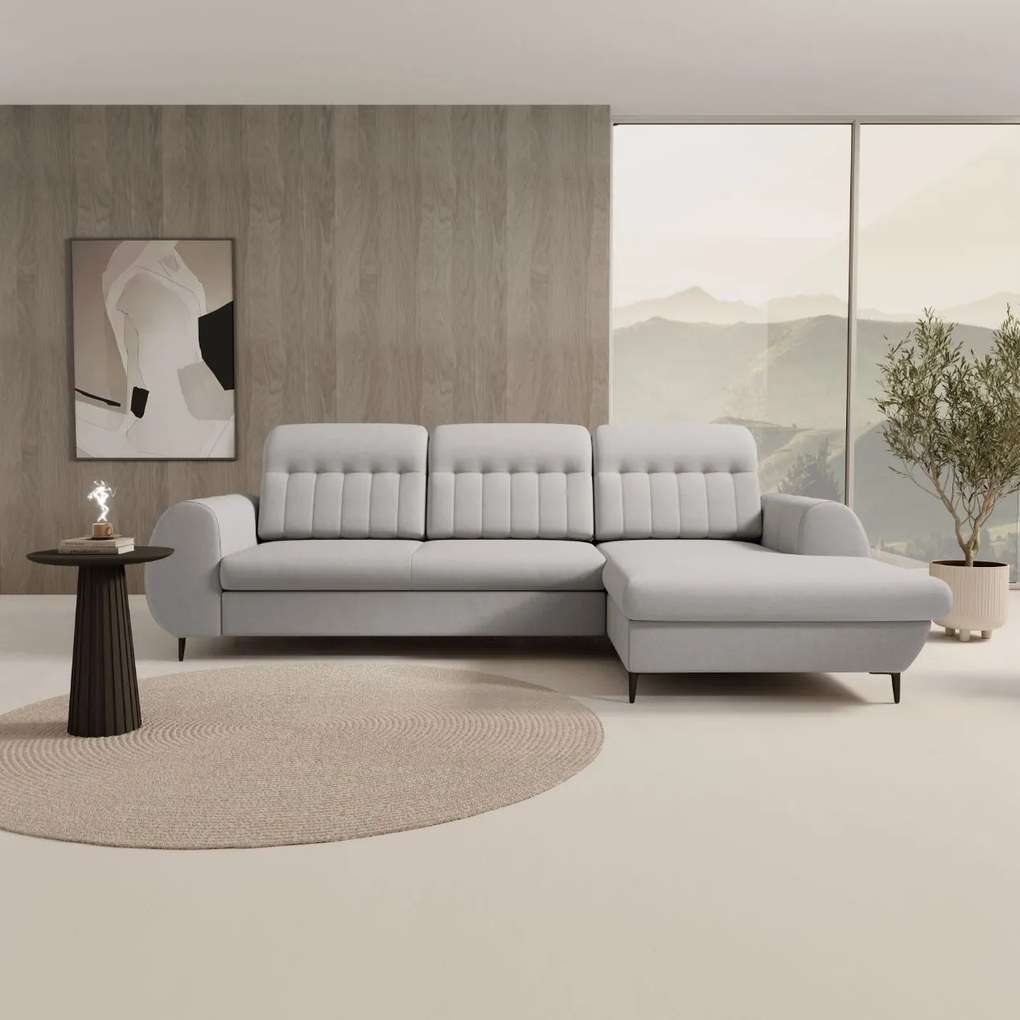 Ъглов диван Blanc-Сив-Дясно