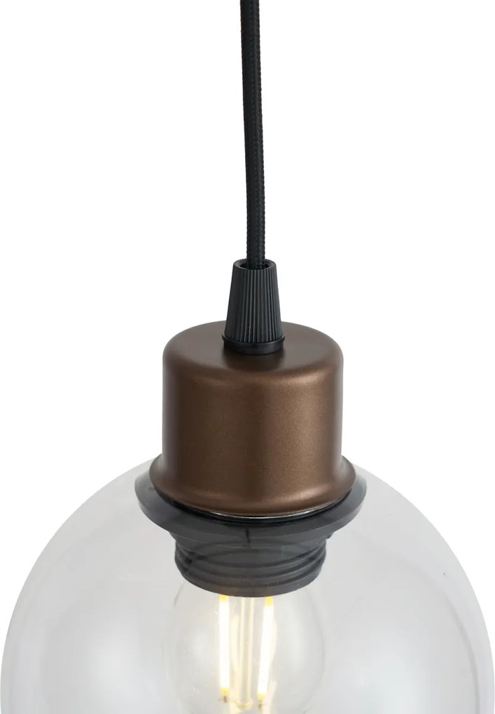 Модерен висящa лампa бронз с прозрачно стъкло за 1-фазна релсова система - Iconic Lava