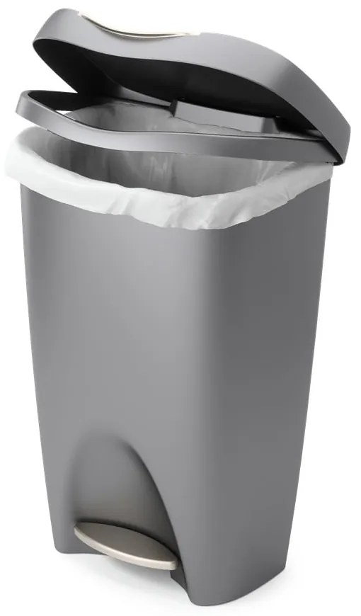 Сиво пластмасово кошче за боклук с педал 50 l Brim – Umbra