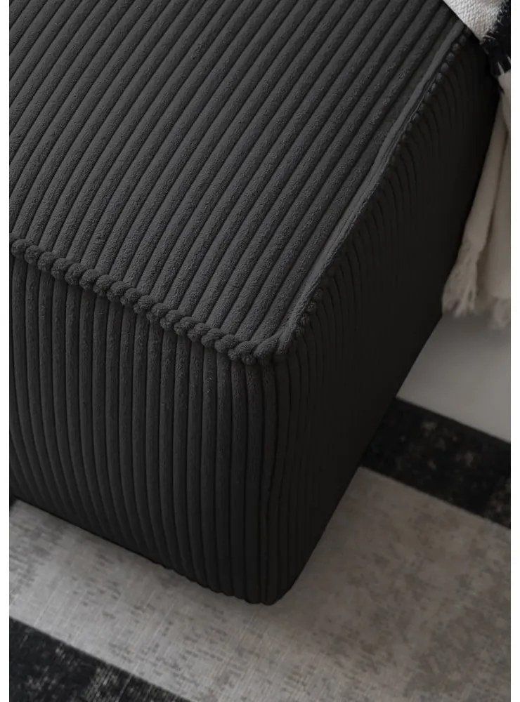 Антрацитен разтегателен ъглов диван от рипсено кадифе (десен ъгъл) Brave Dave – Miuform