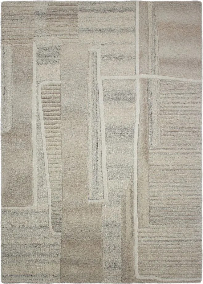 Сиво-бежов ръчно изработен вълнен килим 200x300 cm Lira – Flair Rugs