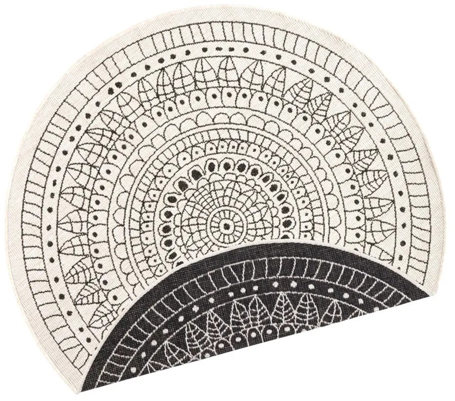 Черно-кремав килим за открито , ⌀ 140 cm Porto - NORTHRUGS