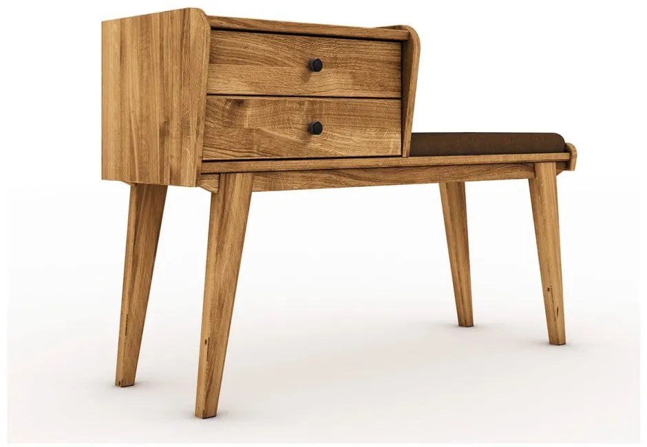 Пейка с чекмеджета от дъбова дървесина с оранжева седалка Retro - The Beds